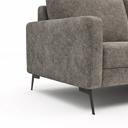 Ecksofa Enna - 3-Sitzer mit Longchair rechts, Armlehne A, Stoff, Graubraun