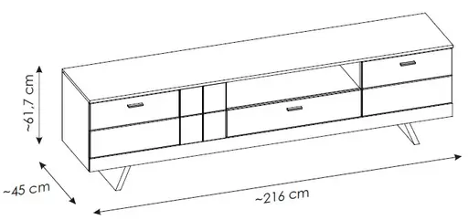 TV-Lowboard - B ca. 216 cm, Alpinweiß, Coast Evoke Eiche Nachbildung, Weiß Hochglanz