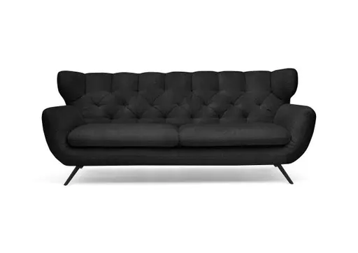 Sofa CHIRA - 3-Sitzer, Stoff, Schwarz