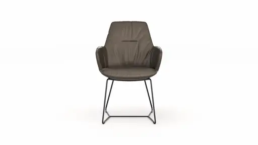 Armlehnstuhl Pegara - Leder, Dunkelbraun, Kufe