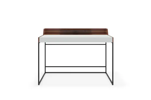 Schreibtisch - Nussbaum, Natur, Lack, Weiß