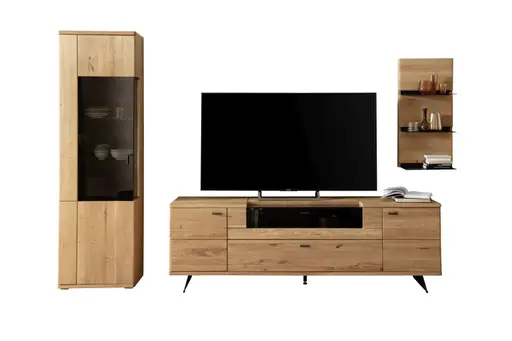 Wohnwand - Eiche teilmassiv