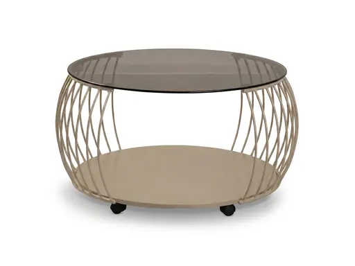 Couchtisch - Ø/H ca. 80x45 cm, Bronze, Cremeweiß