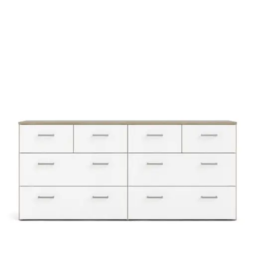 Kommode - B ca. 147 cm, Eiche Struktur Nachbildung, Weiß