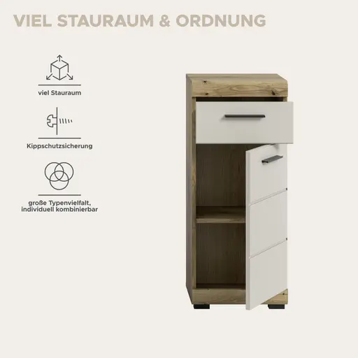 Standschrank - B ca. 37 cm, Evoke Eiche Nachbildung, Kaschmir