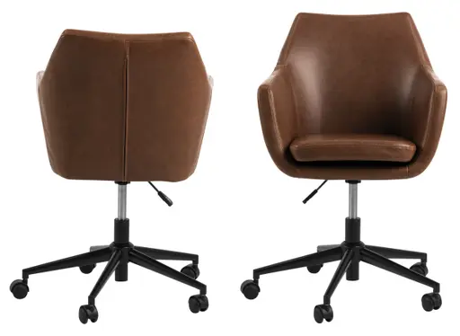 Schreibtischstuhl - höhenverstellbar, Lederoptik, Braun