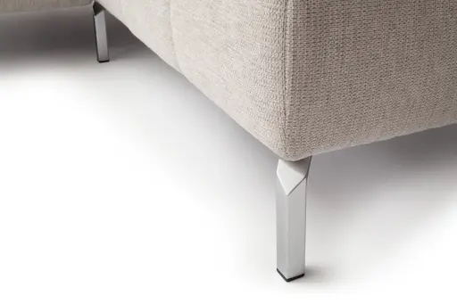 Ecksofa - 2-Sitzer mit Ecke rechts, Kopfteil/Sitztiefe verstellbar, Stoff, Natur