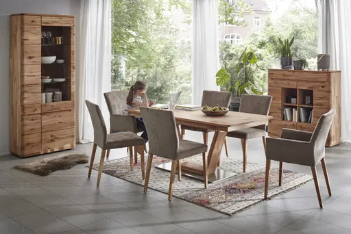 Vitrine Cartago Soft - Astbuche massiv, natur geölt