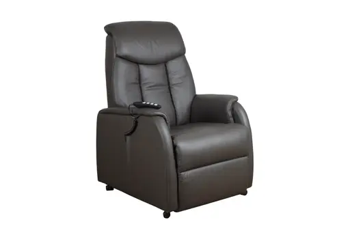 TV-Sessel MARIN - Aufstehhilfe, Relaxfunktion, Kopfteilverstellung, Leder, Dunkelbraun