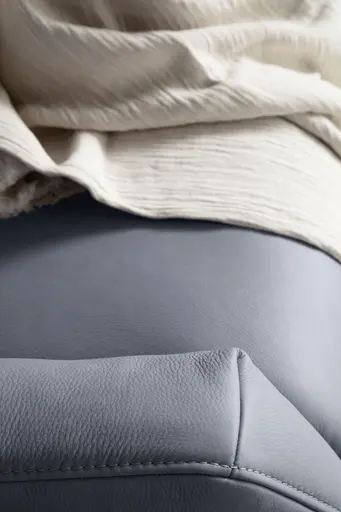 Einzelsessel Terni - Relaxfunktion, Sternfuss, Leder, Hellblau