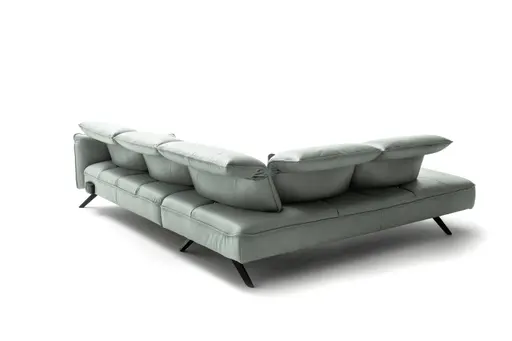 Ecksofa Bormio - Ecke links mit 2,5-Sitzer inklusive motorischer Fußteilverstellung, Leder, Jade