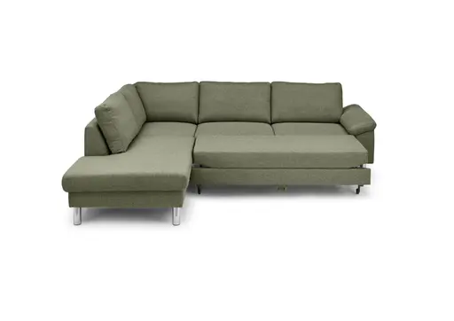 Ecksofa COOL - Ecke links mit 2,5-Sitzer, Querschläfer, Stoff, Hellgrün