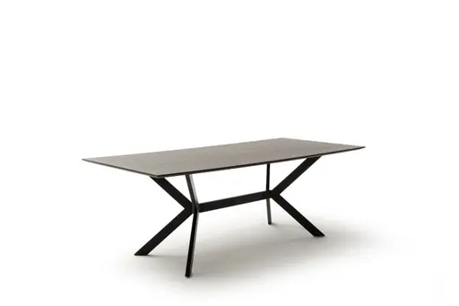 Esstisch Eldur - LB ca. 220x100 cm, Bambus, Tabakbraun, Gestell, Schwarz