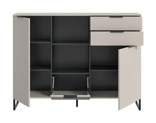 Highboard - B ca. 150 cm, Kaschmir, Schwarz