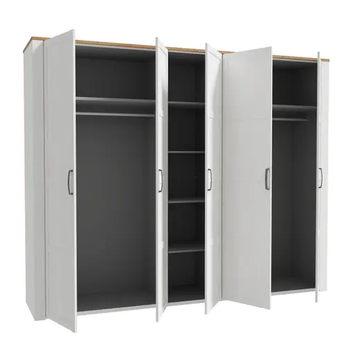 Drehtürenschrank FELLIAN- B ca. 264 cm, Weiß, Eiche Dekor