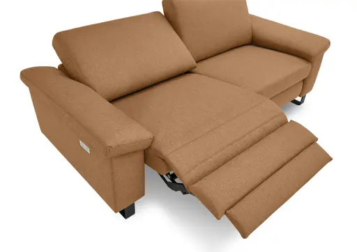 Sofa CALM PLUS 2.0 - 3-Sitzer, Relaxfunktion teilmotorisch, Stoff, Rotbraun