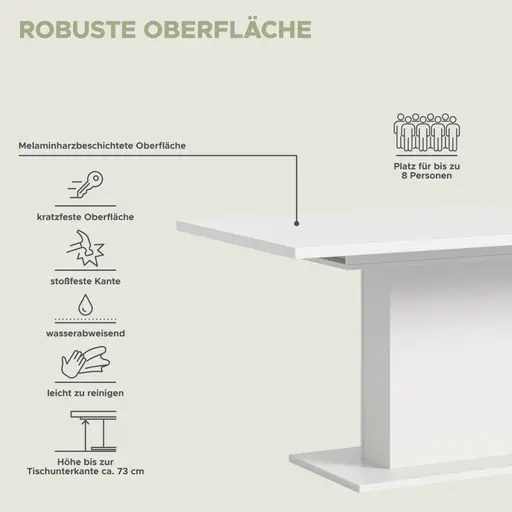 Esstisch - ausziehbar, LB ca. 150x90 cm, Weiß