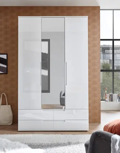 Kleiderschrank - B ca. 126 cm, Weiß