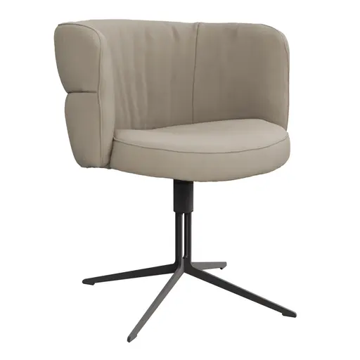 Armlehnstuhl Milana - drehbar, Leder, Offwhite