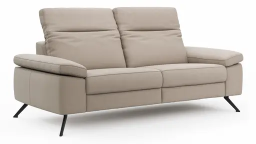 Sofa Rafaela 2.0 - 2,5-Sitzer inkl. Kopfteil verstellbar, Leder, Champagner