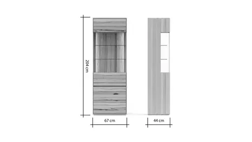 Vitrine Hillsboro - inkl. Beleuchtung, Anschlag Rechts, Buche/Kernbuche natur, geölt
