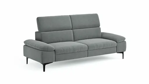 Sofa Felipa - 3-Sitzer inkl. Kopfteil verstellbar, Stoff, Grau