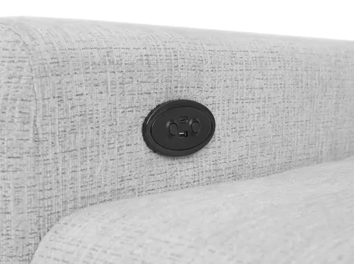 Ecksofa -2-Sitzer mit Ecke rechts, Kopfteil verstellbar, Sitztiefe verstellbar motorisch, Stoff, Hellgrau