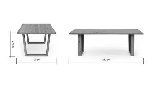 Esstisch Belfast - LB ca. 220x100 cm, Eiche massiv, mit Metalleinlage im Gestell