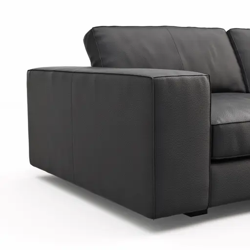 Sofa Aprino 1 - 3,5-Sitzer XL, Dickleder, Schwarz, Armlehne Block breit