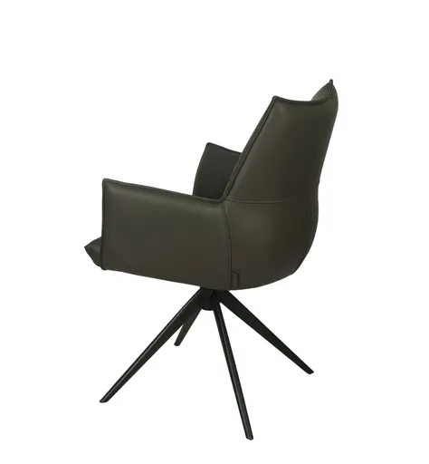 Armlehnstuhl MELE - drehbar, Leder, Dunkelbraun