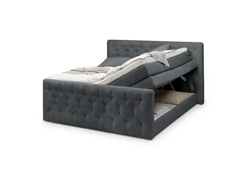 Boxspringbett- Liegefläche ca. 180x200 cm, Stoff, Schwarz