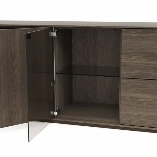 Mediaboard Saratoga - Buche massiv, silbergrau geölt