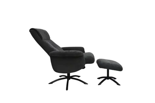 TV-Sessel MORTON mit Hocker - drehbar, Stoff, Grau