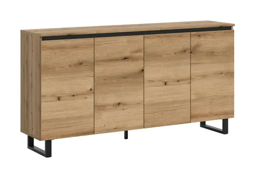 Sideboard - B ca. 160 cm, Evoke Eiche Nachbildung, Schwarz