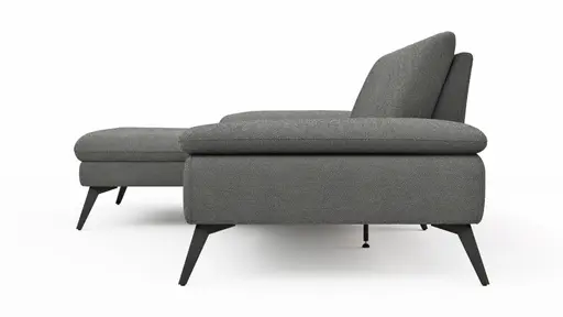 Ecksofa Collina - Longchair links, 2,5-Sitzer inkl. Sitztiefen- u. Armlehehnenverstellung, Stoff, Dunkelgrau