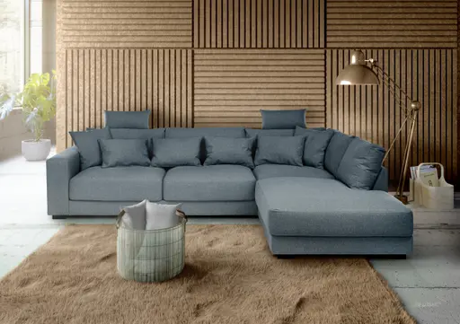 Ecksofa - 3-Sitzer, Ecke rechts, Stoff, Petrol