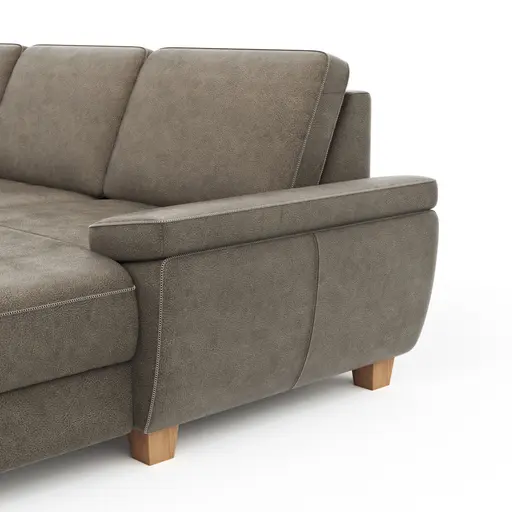 Wohnlandschaft Sommerville - Ecke links mit 2,5-Sitzer und Longchair rechts, inkl. Schlaffunktion (manuell), Stoff, Braun