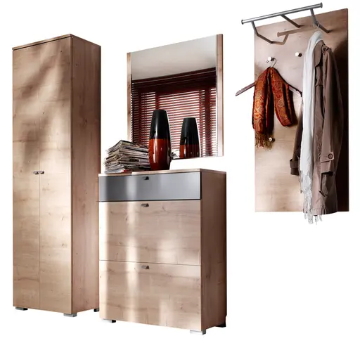 Garderobenset - Bardolino Eiche, Dekor, Frontabsetzung Lava Matt