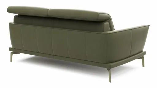 Sofa Amadena - 2-Sitzer inkl. Kopfteil verstellbar, Leder, Olive