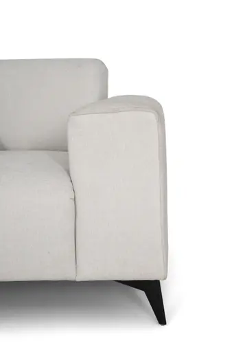 Ecksofa - Longchair links mit 3-Sitzer, Stoff, Natur