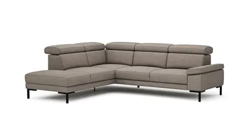 Ecksofa Hudson - Ecke links, 2,5-Sitzer, inkl. Kopfteil verstellbar, Stoff, Khaki