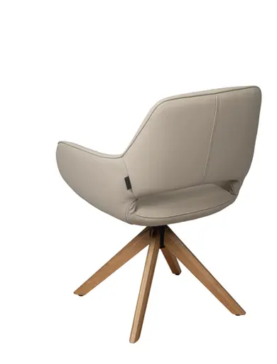 Armlehnstuhl MARIELLE - drehbar, Leder, Latte