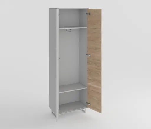 Garderobenschrank - B ca. 70 cm, Kreidefarben, Eiche bianco massiv geölt