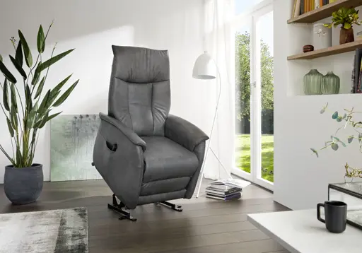 Fernsehsessel EM Düsseldorf - Relaxfunktion (3-motorisch), Leder, Brikett