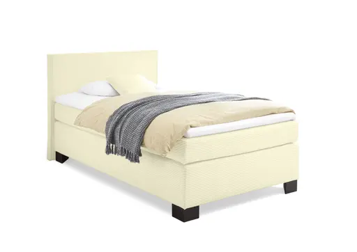 Boxspringbett HAIKOS- Liegefläche ca. 120x200 cm, Stoff, Creme, TFK H3
