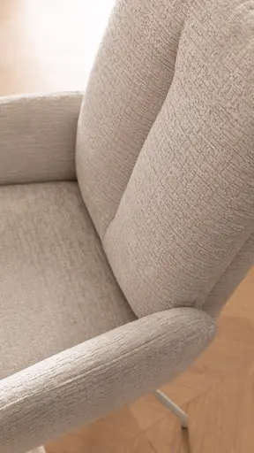 Armlehnstuhl Evania - Dreh und Relax-Funktion, hoher Rücken, Stoff, Ecru