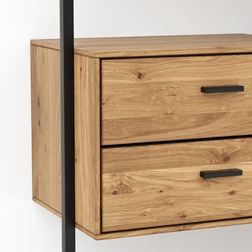 Regal Blackpool - Eiche massiv, Metall schwarz