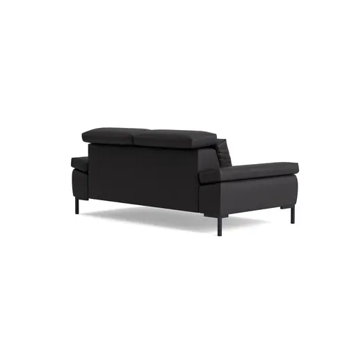 Sofa Braska - 2,5-Sitzer, inkl. Kopfstütze verstellbar, Leder, Anthrazit