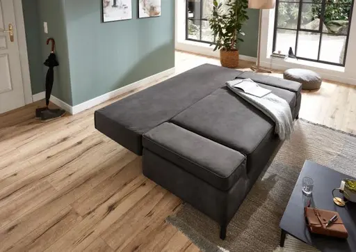 Schlafsofa- 2 Sitzer, Inkl. Bettkasten, Stoff, Anthrazit