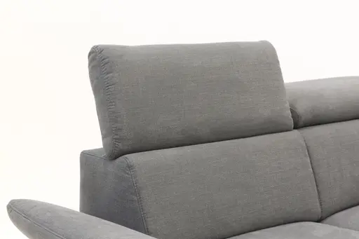 Ecksofa - 2,5-Sitzer mit  Ecke rechts, Kopfstütze/Armlehne verstellbar (manuell), Webstoff, Dunkelgrau